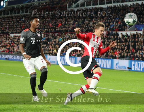 Eindhoven, 1 November 2016
4e wedstrijd voorronde Champions Leaugue seizoen 2016/2017
PSV-Bayern Munchen, eindstand 1-2
Santiago Arias en David Alaba