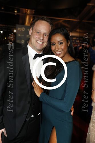 Amsterdam 12 oktober 2017 
Uitreiking televizierring in het afas live theater. Airen Mylene zwanger met haar vriend Yaeke Taekema