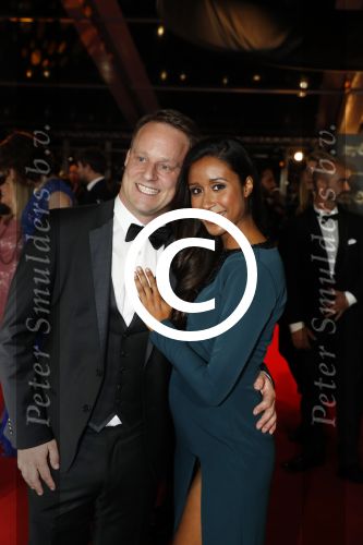 Amsterdam 12 oktober 2017 
Uitreiking televizierring in het afas live theater. Airen Mylene zwanger met haar vriend Yaeke Taekema