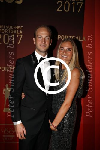 Amsterdam 19 december 2017 
Sportgala in de Rai. Sportman en sportvrouw van het jaar verkiezing.  Claire Corthaus en partner hockeyer Billy Bakker