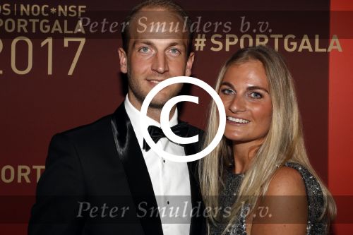 Amsterdam 19 december 2017 
Sportgala in de Rai. Sportman en sportvrouw van het jaar verkiezing.  Claire Corthaus en partner hockeyer Billy Bakker