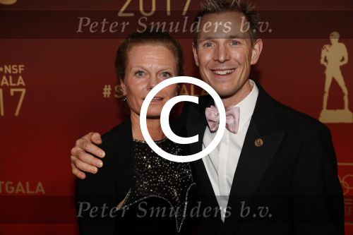 Amsterdam 19 december 2017 
Sportgala in de Rai. Sportman en sportvrouw van het jaar verkiezing.Jochem Uytdehaage en partner Danielle Mouissie
