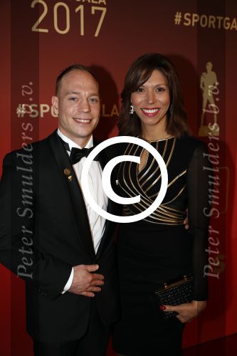 Amsterdam 19 december 2017 
Sportgala in de Rai. Sportman en sportvrouw van het jaar verkiezing. Turner Yuri van Gelder en partner Katarina Leal