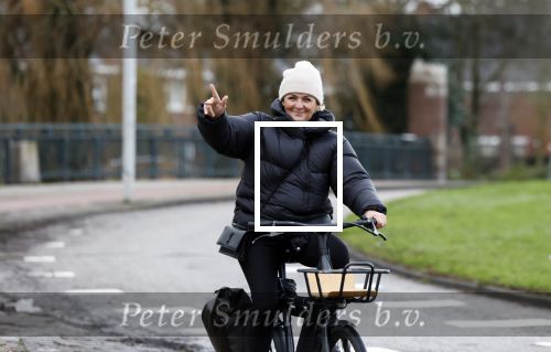 Amsterdam 4 januari 2023
Caroline Tensen op haar electrische v Moof fiets in Amsterdam zuid.