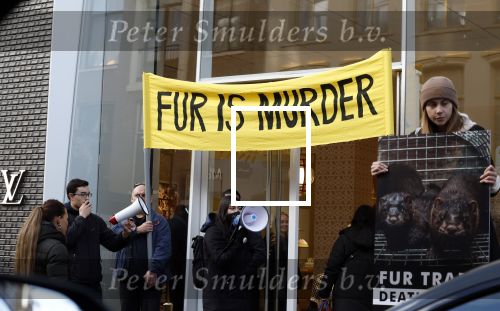 Amsterdam 25 november 2022
Demonstranten voor Louis Vuitton op de pc hooftstraat
