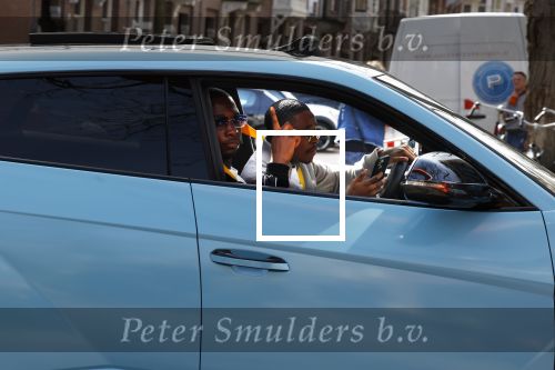 Amsterdam 11 april 2022
Steven Bergwijn in zijn Lamborghini Urus in Amsterdam zuid