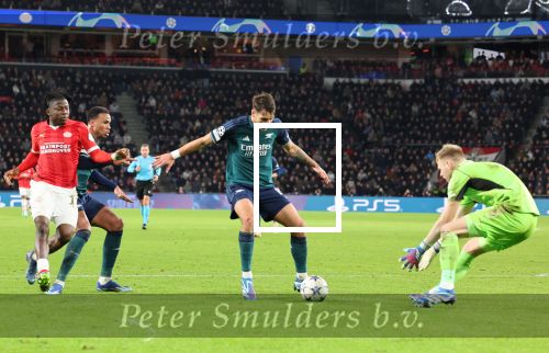 Eindhoven, 12 December 2023
Voorronde Champions League Seizoen 2023-2024
PSV-Arsenal FC , eindstand 1-1
Aaron Ramsdale Jorginho en Johan Bakayoko