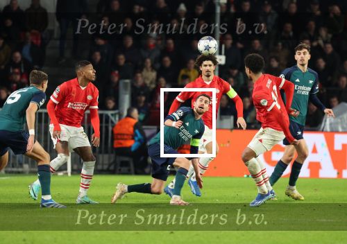 Eindhoven, 12 December 2023
Voorronde Champions League Seizoen 2023-2024
PSV-Arsenal FC , eindstand 1-1
Andre Ramalho in duel met Jorginho