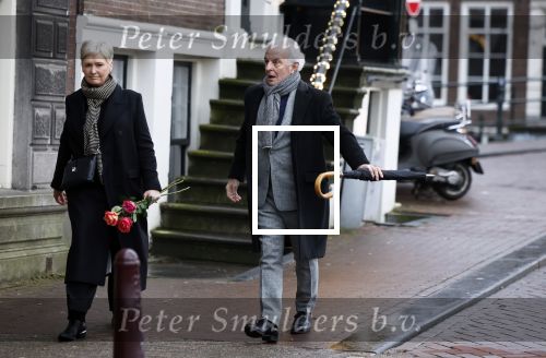 Amsterdam 13 december 2023
Uitvaart dienst Cilly Dartell in de Duif in Amsterdam. Huub Stapel met partner