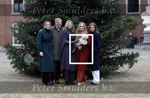 Den Haag 22 december 2023
Fotouurtje met Koning Willem Alexander Koningin Maxima Prinses Amalia Prinses Alexia Prinses Ariane en hun hondje Mambo bij Huis ten Bosch .