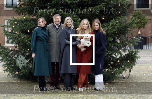 Den Haag 22 december 2023
Fotouurtje met Koning Willem Alexander Koningin Maxima Prinses Amalia Prinses Alexia Prinses Ariane en hun hondje Mambo bij Huis ten Bosch .