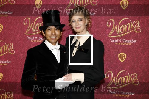 Amsterdam 8 december 2023
Premiere Wonka in Pathe Noord. Wibi Soerjadi met vriendin
