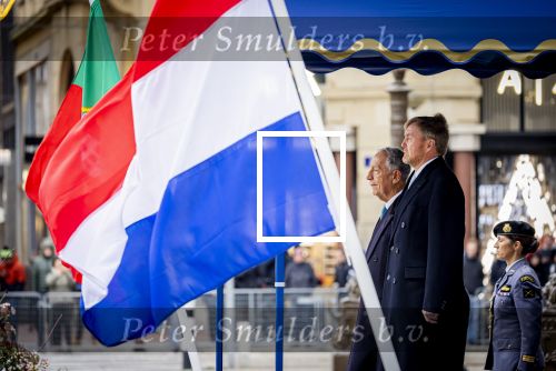 Amsterdam 10 december 2024
Staatsbezoek Portugal Koningin Maxima, president van Portugal Marcelo Rebelo de Sousaen  Koning Willem-Alexander bij paleis op de dam.