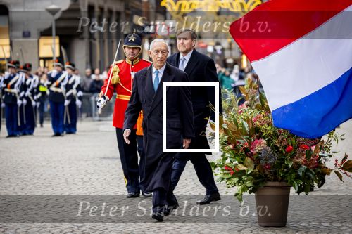 Amsterdam 10 december 2024
Staatsbezoek Portugal Koningin Maxima, president van Portugal Marcelo Rebelo de Sousaen  Koning Willem-Alexander bij paleis op de dam.