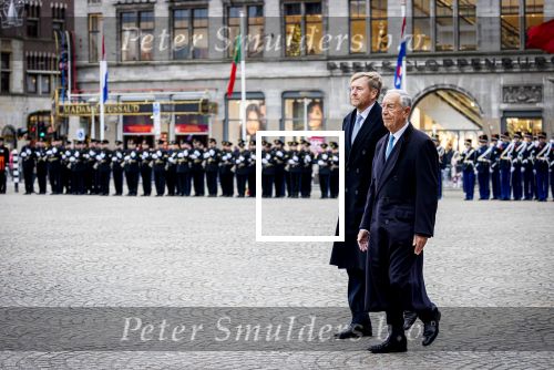 Amsterdam 10 december 2024
Staatsbezoek Portugal Koningin Maxima, president van Portugal Marcelo Rebelo de Sousaen  Koning Willem-Alexander bij paleis op de dam.