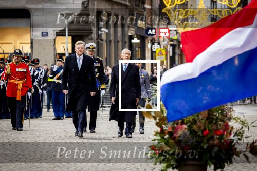 Amsterdam 10 december 2024
Staatsbezoek Portugal Koningin Maxima, president van Portugal Marcelo Rebelo de Sousaen  Koning Willem-Alexander bij paleis op de dam.