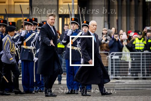 Amsterdam 10 december 2024
Staatsbezoek Portugal Koningin Maxima, president van Portugal Marcelo Rebelo de Sousaen  Koning Willem-Alexander bij paleis op de dam.