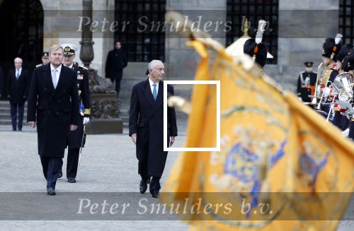 Amsterdam 10 december 2024
Staatsbezoek Portugal Koningin Maxima, president van Portugal Marcelo Rebelo de Sousaen  Koning Willem-Alexander bij paleis op de dam.