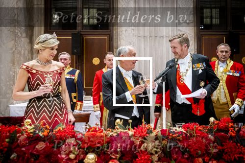 Amsterdam 10 december 2024
Staatsbezoek Portugal Koningin Maxima, president van Portugal Marcelo Rebelo de Sousaen  Koning Willem-Alexander bij paleis op de dam. Ook prinses Amalia is aanwezig bij het staatsbanket.