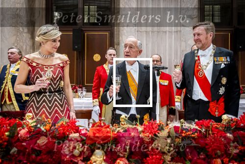 Amsterdam 10 december 2024
Staatsbezoek Portugal Koningin Maxima, president van Portugal Marcelo Rebelo de Sousaen  Koning Willem-Alexander bij paleis op de dam. Ook prinses Amalia is aanwezig bij het staatsbanket.