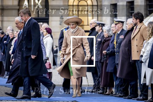 Amsterdam 10 december 2024
Staatsbezoek Portugal Koningin Maxima, president van Portugal Marcelo Rebelo de Sousaen  Koning Willem-Alexander bij paleis op de dam.