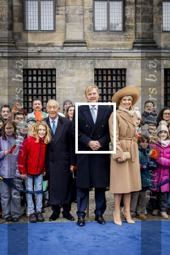 Amsterdam 10 december 2024
Staatsbezoek Portugal Koningin Maxima, president van Portugal Marcelo Rebelo de Sousaen  Koning Willem-Alexander bij paleis op de dam.