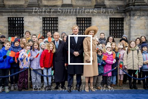 Amsterdam 10 december 2024
Staatsbezoek Portugal Koningin Maxima, president van Portugal Marcelo Rebelo de Sousaen  Koning Willem-Alexander bij paleis op de dam.