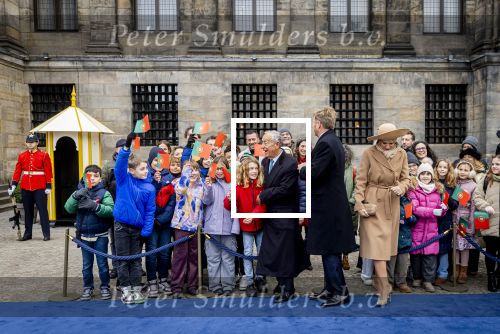 Amsterdam 10 december 2024
Staatsbezoek Portugal Koningin Maxima, president van Portugal Marcelo Rebelo de Sousaen  Koning Willem-Alexander bij paleis op de dam.