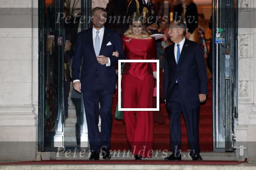 Amsterdam 11 december 2024
Koningspaar Koning Willem Alexander Koningin Maxima  bij contraprestatie Portugese staatsbezoek.