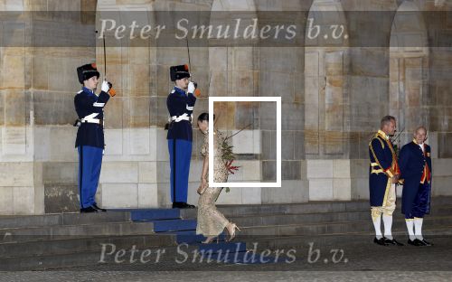 Amsterdam 10 december 2024
Staatsbezoek Portugal Koningin Maxima, president van Portugal Marcelo Rebelo de Sousaen  Koning Willem-Alexander bij paleis op de dam.. Romy Monteiro is uitgenodigd voor het diner