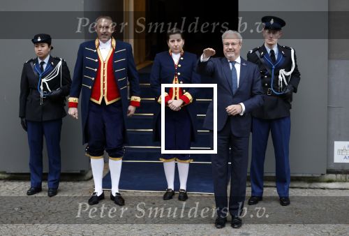 Amsterdam 10 december 2024
Staatsbezoek Portugal Koningin Maxima, president van Portugal Marcelo Rebelo de Sousaen  Koning Willem-Alexander bij paleis op de dam. Sjoerd Klein Schiphorst
