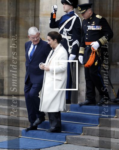 Amsterdam 11 december 2025
 Koning Willem-Alexander en koningin Maxima verwelkomende president van Finland Alexander Stubb met zijn echtgenote Suzanne Innes-Stubb op de Dam op de eerste dag van een tweedaags staatsbezoek aan Nederland. Femke Halsema en Jan v Zanen
