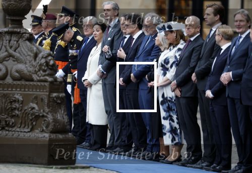 Amsterdam 11 december 2025
 Koning Willem-Alexander en koningin Maxima verwelkomende president van Finland Alexander Stubb met zijn echtgenote Suzanne Innes-Stubb op de Dam op de eerste dag van een tweedaags staatsbezoek aan Nederland. Femke Halsema en Jan v Zanen