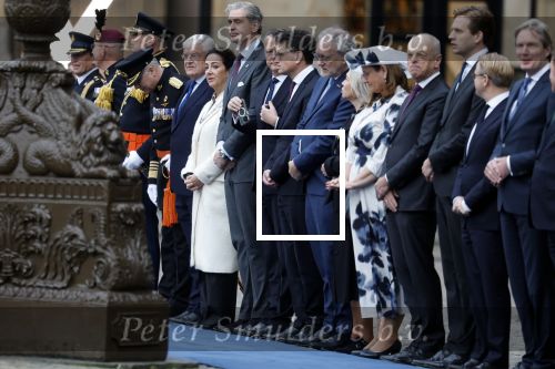 Amsterdam 11 december 2025
 Koning Willem-Alexander en koningin Maxima verwelkomende president van Finland Alexander Stubb met zijn echtgenote Suzanne Innes-Stubb op de Dam op de eerste dag van een tweedaags staatsbezoek aan Nederland. Femke Halsema en Jan v Zanen
