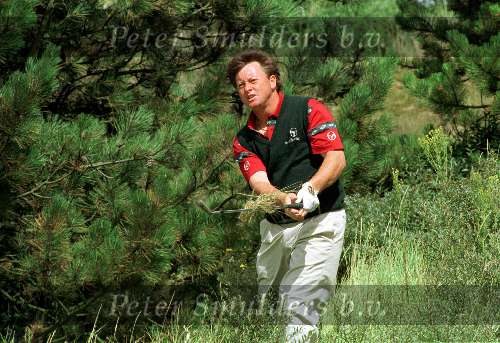 Ian Woosnam in de problemen tijdens de Heineken Dutch Open 1993
Golfen  Mooie aktie