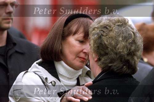 Hilversum 4 januari 2001
Begrafenis man Sjoukje Dijkstra.
Sjoukje Dijkstra met Joan Haanappel.