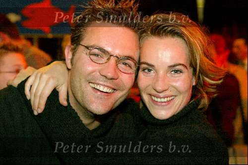 Amsterdam  1 janari 2002
Nieuwjaarsfeest Staatsloterijshow in de beurs van Berlage.
Fleur v d Kieft en Mike Starink
