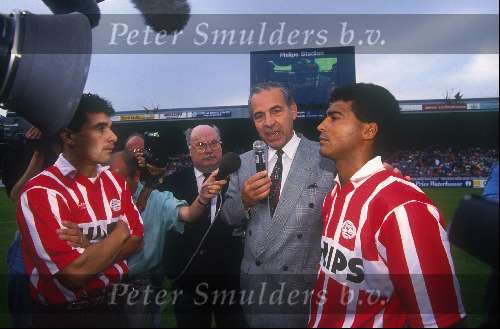 Afscheid bij PSV Gerald Vanenburg en romario in het midden Jacques Ruts
