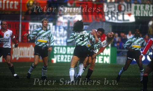 John de Wolf John Metgod Mitchell v d Gaag tijdens Feyenoord-Sparta