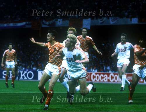 Johnny Bosman tijdens Nederland Rusland 0-1 tijdens EK 1988