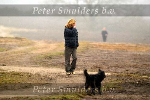 Hilversum 18 januari 2003
Wendy v Dijk wandelend met hond op de heide
Veel problemen met Xander de Buisonje