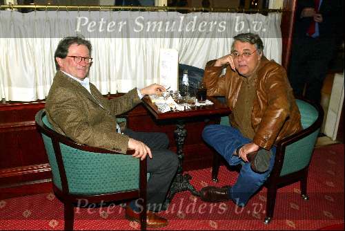 Hilversum 9 januari 2003
Verkiezing omroepman van het jaar bij Jan Tabak.
Bart in het Hout en Fons v Westerloo