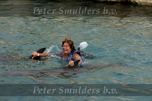 Curacao 6 januari 2006
Christine Kroonenberg met Stephan met dolfijnen zwemmen  op curacao