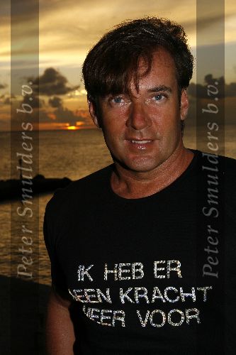 Curacao 5 januari 2006
Gerard Joling op vakantie op Curacao. T shirt \