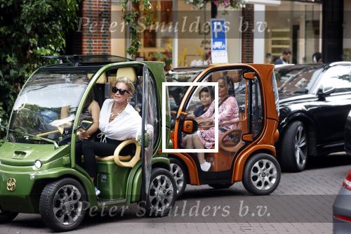 Amsterdam 10 juli 2021
Connie Witteman met haar hondje ,dochter Constanza en kleinkinderen in 2 biro karretjes in Amsterdam zuid