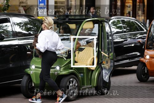 Amsterdam 10 juli 2021
Connie Witteman met haar hondje ,dochter Constanza en kleinkinderen in 2 biro karretjes in Amsterdam zuid