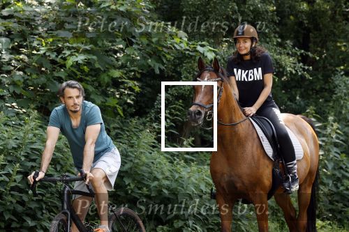 Amsterdamse Bos 26 juni 2021
Fajah Lourens en haar nieuwe vriend Bart Hondebrink in het Amsterdamse bos. Fajah te paard en Bart op een mountainbike