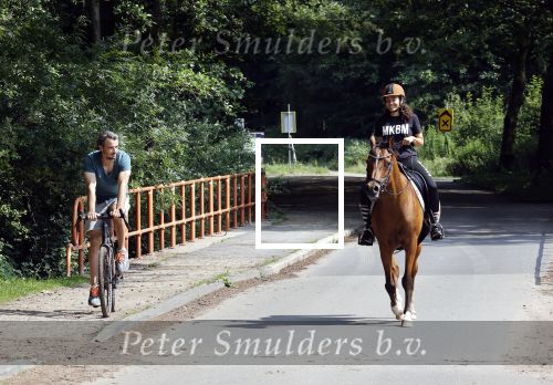 Amsterdamse Bos 26 juni 2021
Fajah Lourens en haar nieuwe vriend Bart Hondebrink in het Amsterdamse bos. Fajah te paard en Bart op een mountainbike