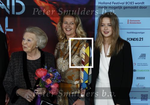 Amsterdam 1 juni 2023
Openingsavond van Holland festival in Amsterdam.
Aanwezig oa Prinses Beatrix Prinses Mabel en haar dochter Zaria.