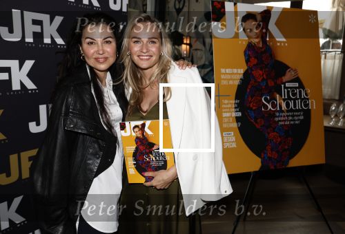 Amsterdam 12 juni 2024
Presentatie Cover JFK met daarop Irene Schouten in Hotel Vessel  . Irene is Zwanger. Irene met stylist Graziella Ferraro